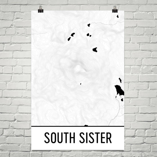 South Sister Topographic Map Art