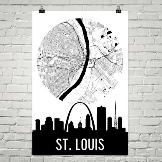 St. Louis Skyline Silhouette Art Prints