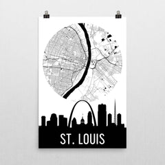 St. Louis Skyline Silhouette Art Prints