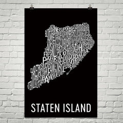 Staten Island Neighborhood Typography Prints – Modern Map Art