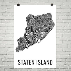 Staten Island Neighborhood Typography Prints – Modern Map Art