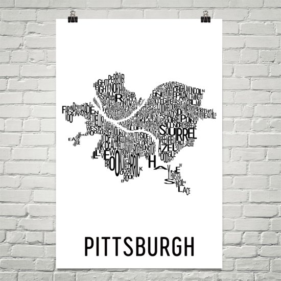Pittsburgh PA Word Neighborhood Art