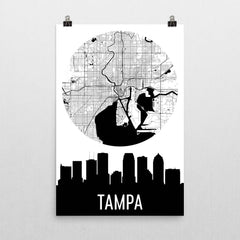 Tampa Skyline Silhouette Art Prints