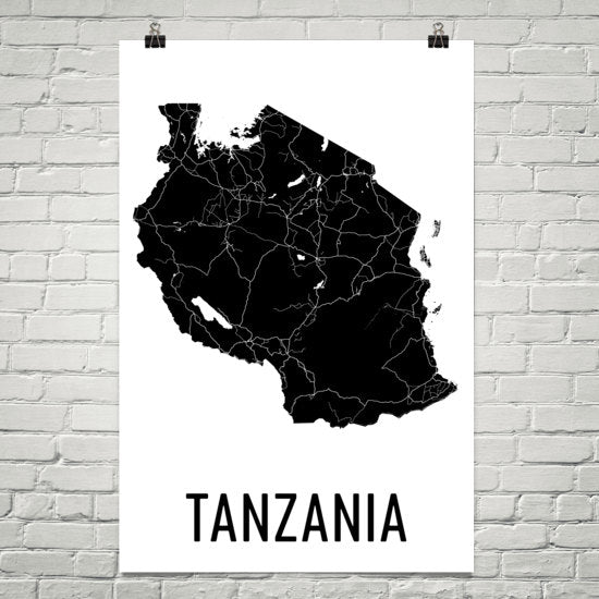 Tanzania Wall Map Print - Modern Map Art