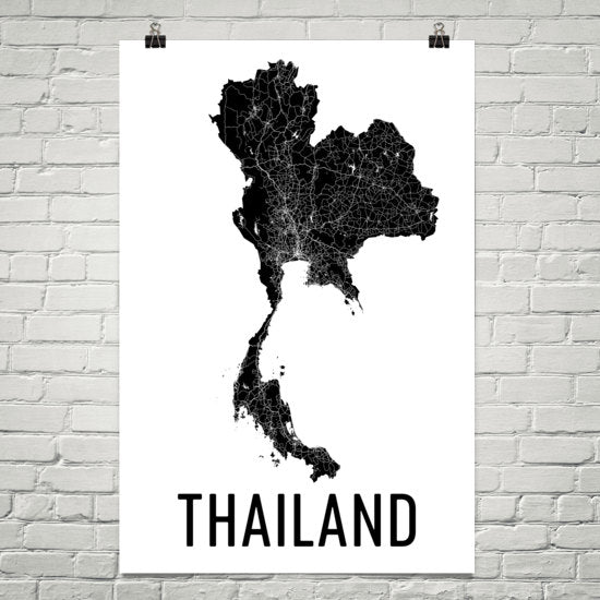 Thailand Wall Map Print - Modern Map Art