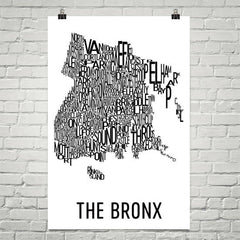 The Bronx Neighborhood Typography Prints – Modern Map Art