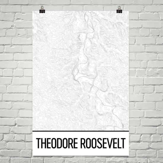 Theodore Roosevelt National Park Topographic Map Art