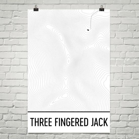 Three Fingered Jack Topographic Map Art