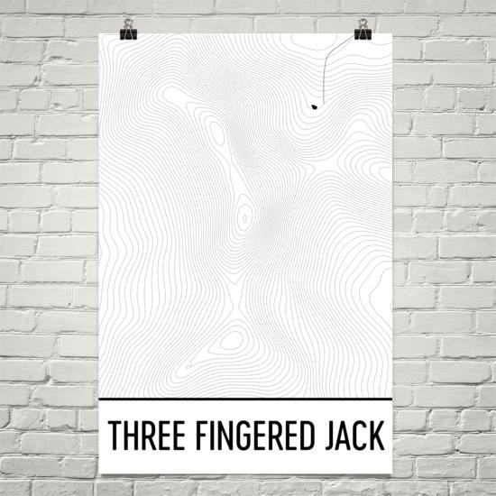 Three Fingered Jack Topographic Map Art