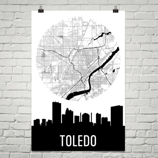Toledo Skyline Silhouette Art Prints