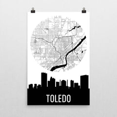 Toledo Skyline Silhouette Art Prints