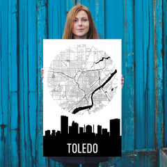 Toledo Skyline Silhouette Art Prints