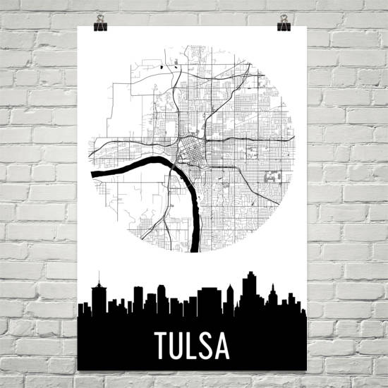 Tulsa Skyline Silhouette Art Prints
