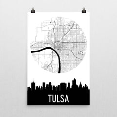 Tulsa Skyline Silhouette Art Prints
