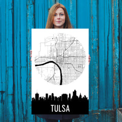 Tulsa Skyline Silhouette Art Prints