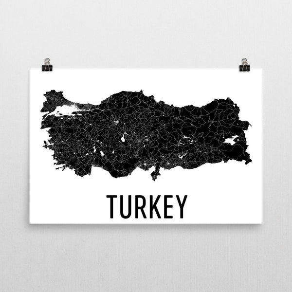 Turkey Wall Map Print Modern Map Art