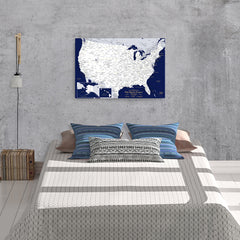 Push Pin Navy Travel Map USA - With 1,000 Pins!