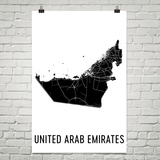 United Arab Emirates Wall Map Print - Modern Map Art