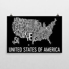 United States of America Neighborhood Typography Prints – Modern Map Art