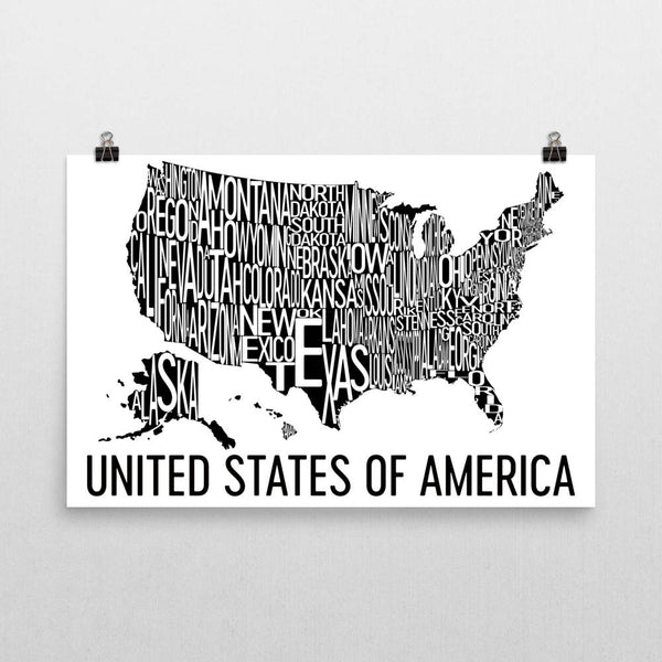 United States of America Neighborhood Typography Prints – Modern Map Art