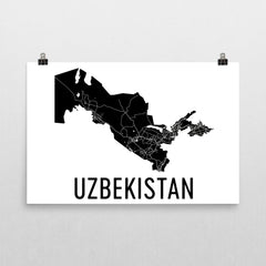 Uzbekistan Wall Map Print - Modern Map Art