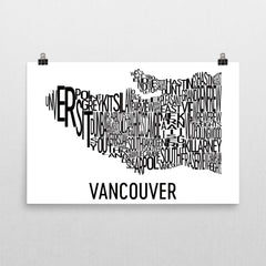 Vancouver Neighborhood Typography Prints – Modern Map Art