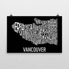 Vancouver Neighborhood Typography Prints – Modern Map Art