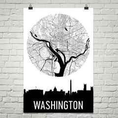 Washington DC Skyline Silhouette Art Prints