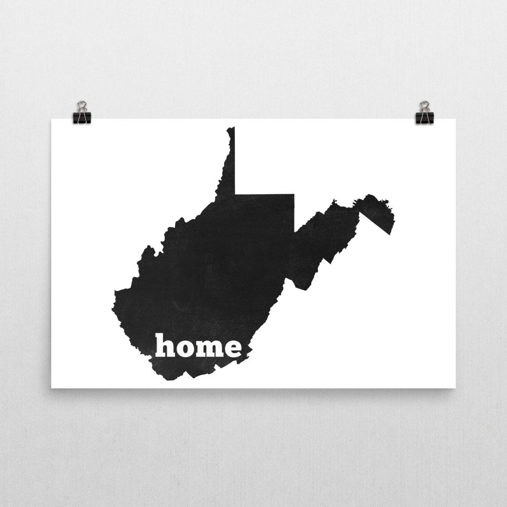 West Virginia Home State Map Art