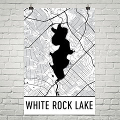 White Rock Lake TX Art and Maps