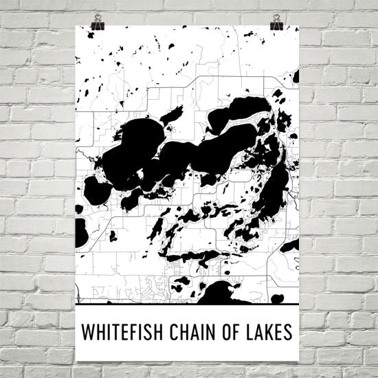 Whitefish Chain of Lakes MN Art and Maps