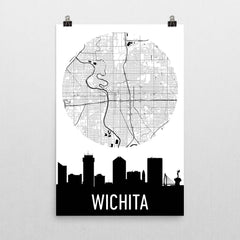 Wichita Skyline Silhouette Art Prints