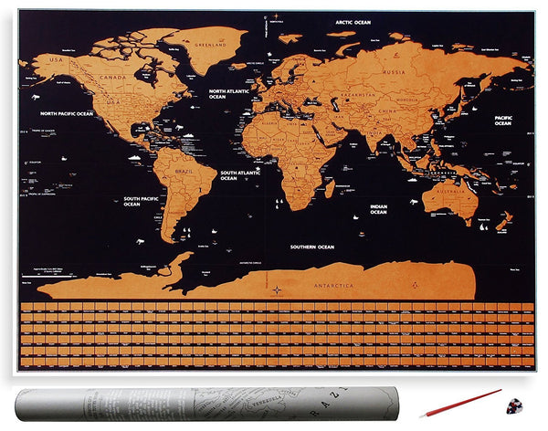 Scratch Off World Map - Great Gift For Travelers From Modern Map Art