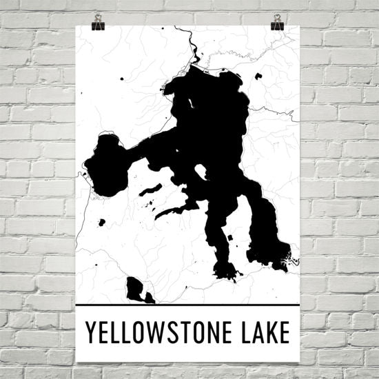 Yellowstone Lake WY Art and Maps