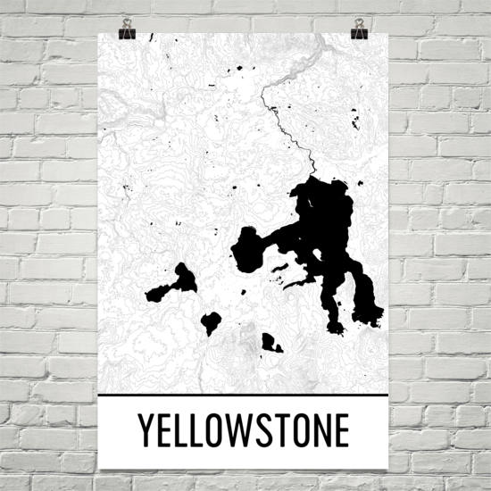Yellowstone National Park Topographic Map Art
