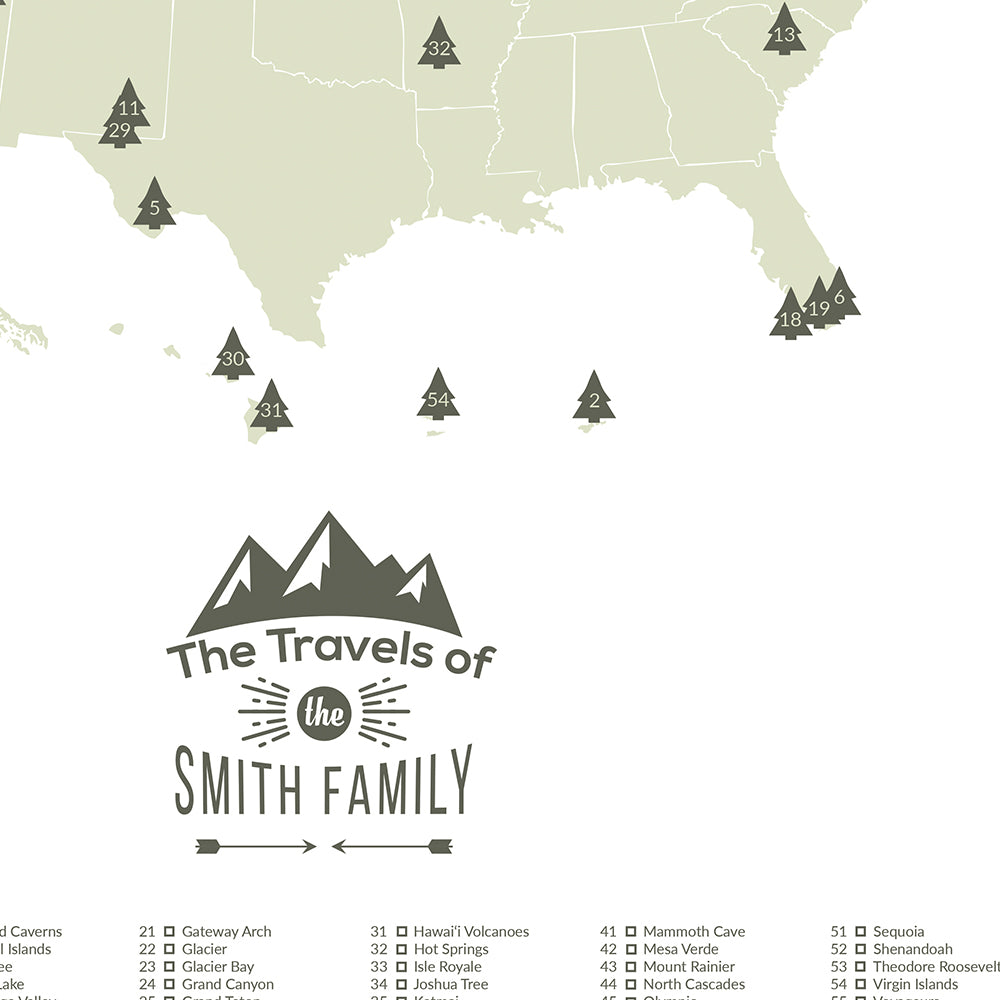 National Parks Push Pin Map – Modern Map Art