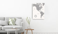 Americas Push Pin Map - Black and Grey - With 1,000 Pins!