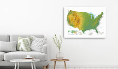 United States Push Pin Map With Pins - Topographic