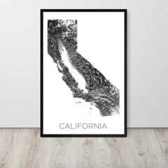 California State Topographic Map Art