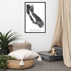 California State Topographic Map Art