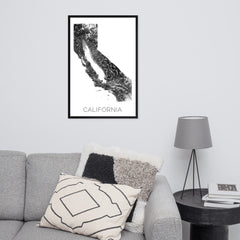 California State Topographic Map Art