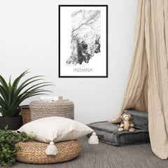 Indiana State Topographic Map Art