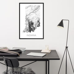 Indiana State Topographic Map Art
