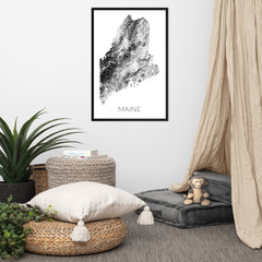 Maine State Topographic Map Art