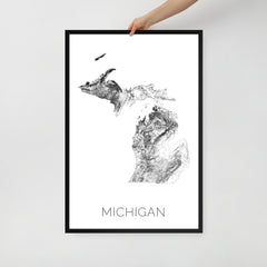 Michigan State Topographic Map Art