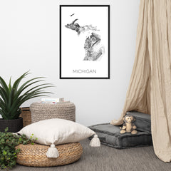 Michigan State Topographic Map Art