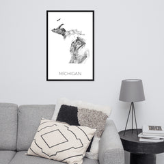 Michigan State Topographic Map Art