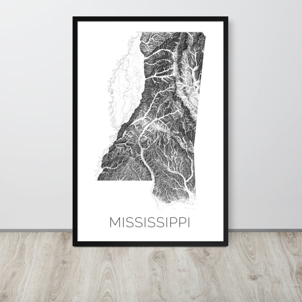 Mississippi State Topographic Map Art