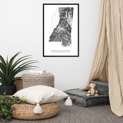 Mississippi State Topographic Map Art