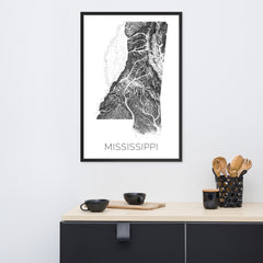Mississippi State Topographic Map Art